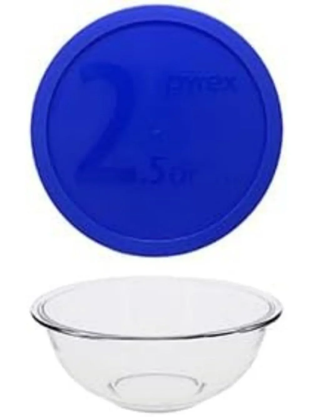 2.5Qt Glass Mixing Bowl with Blue Lid | BPA-Free, Dishwasher Safe, Stain